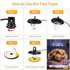 Flea Trap, Sticky Flea Traps for Inside Your Home, Odorless Non-Toxic Natural Flea Killer Trap with 10 Sticky Discs & 4 Bulbs, Pest Control for Home, Safe for Children Pet Dog Cat(2 Pack Black)