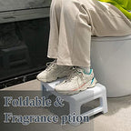 Toilet Stool Poop Stool Adult, Toilet seat Footstool, Foldable Bathroom Stool with Scented Bead Box Folding Squat for Toddler and Adult Replaceable Spice Box Fit for Toddler and Adult, 7inch(White)