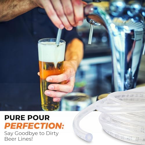 Clear Vinyl Plastic Tubing - Food-Grade & Flexible PVC Tube for Beer Line, Kegerator Accessories, Wine, Aquarium & Water Hose, Fuel Line, Drip Irrigation & More, 5/16" ID 7/16" OD, 50 Ft