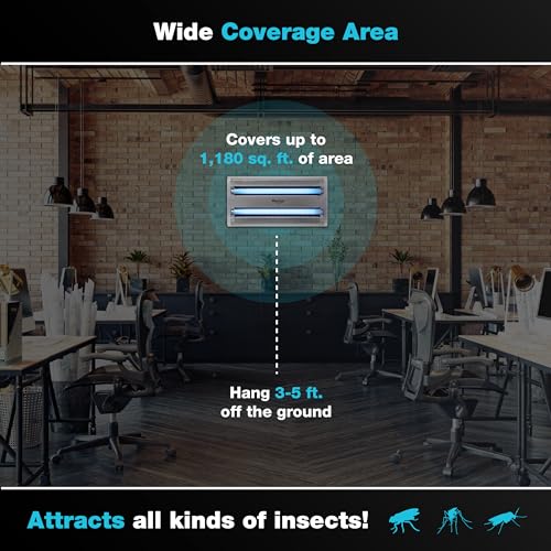 Catchmaster Vector 30, UV Light Fly Traps Indoor for Home, Electric Gnat Traps for House Indoor, Shatterproof Bulbs UV Lamp Fly, Insect & Mosquito Killer, Silent Bug Light for Kitchen, Shed, Garage