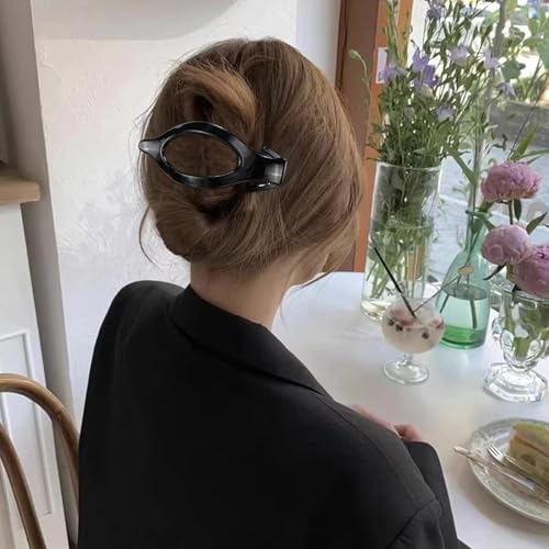 Flat Hair Clips for Women Lay Flat Hair Claw Clips for Thin Thick Hair 3Pcs French Concord Hair Clips Large Hair Clips Neutral Jaw Clips Hair Clamps Hair Accessories White Brown Black