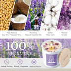 Lavender Scented Candles Gift for Women - Aromatherapy Candle with Crystals Inside, 10oz 100% Natural Soy Wax Candles for Home Scented 60H Burn, Candle Gift for Mothers Day Birthday Valentine's Day