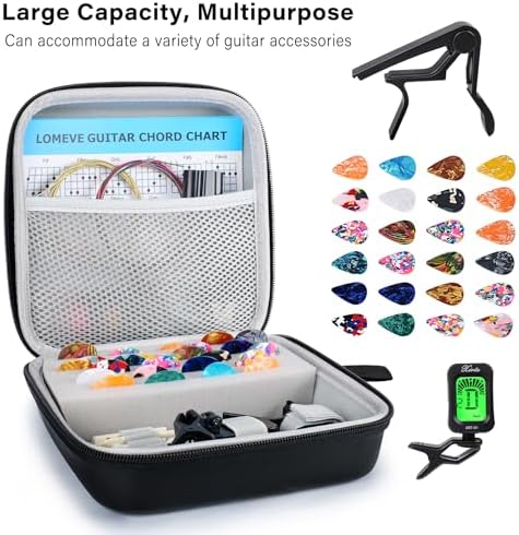 85PCS Guitar Accessories Kit Holder Case Include Acoustic Strings, Tuner, Capo, 3-in-1 Restring Tool, Picks, Pick Holder, Bridge Pins, Nuts & Saddles, Finger Protector, Chord Chart