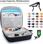 85PCS Guitar Accessories Kit Holder Case Include Acoustic Strings, Tuner, Capo, 3-in-1 Restring Tool, Picks, Pick Holder, Bridge Pins, Nuts & Saddles, Finger Protector, Chord Chart