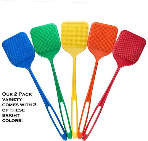 Smart Swatter Fly Swatters | Assorted Color 2 Pack | Picks UP The Bug w/ 904 Spikes | Patented & Made in The USA | Insects, Bugs and Fly Killer