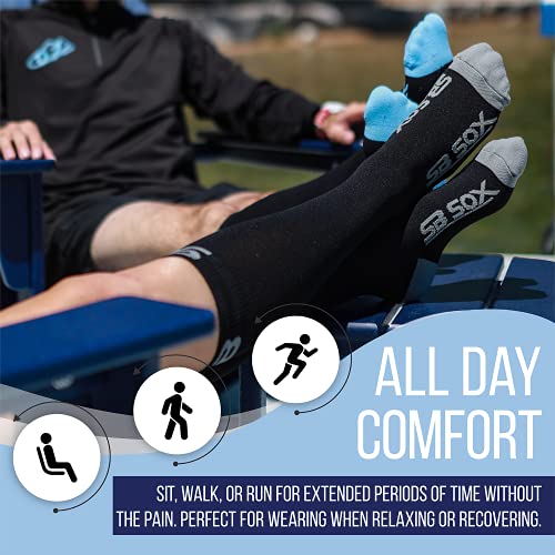 SB SOX Compression Socks (20-30mmHg) for Men & Women – Best Compression Socks for All Day Wear, Better Blood Flow, Swelling! (X-Large, Dress-Black Argyle)