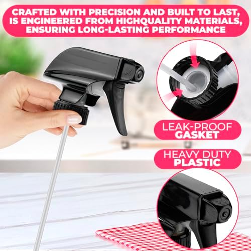 ALPENKOK 4 Pcs Spray Nozzle for Bottles - Spray Bottle Tops Replacement, Durable Plastic, Adjustable Length, 2 Spray Modes, Fits 8 Oz and 16 Oz Bottles, Good Sealable Fit for Home and Garden Use
