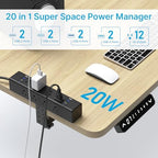 CCCEI Desk Outlet Station 20W USB C Port. 12 Outlet Desktop Clamp Power Strip Surge Protector 4800J with Switch. Nightstand Office Standing Desk Accessories, Fit Thicker Table Edge or Screw Mount, 6FT