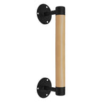 Purife 1ft Wood Handrail for Indoor Stairs, Wood Staircase Handrail W/s Black Sturdy Metal Brackets, Stair Banister Rrailing Wood Safety Grab Bar for Elderly & Kids