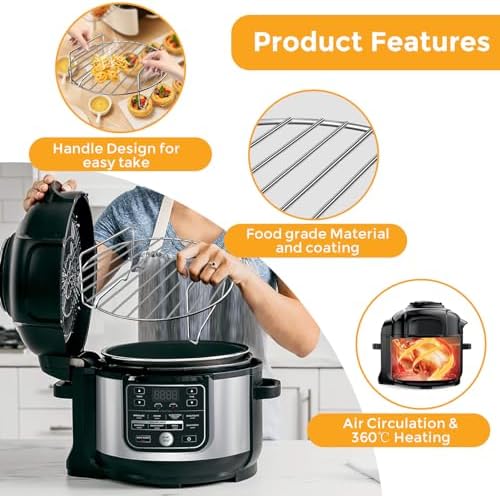Air Fryer Basket for Ninja Foodi FD302 FD401 OS101 OS301 FD305CO OS401, Replacement 9.2''*9.2'' Stainless Steel Air Fryer Accessories Roasting Steamer Grill Racks, Dishwasher safe