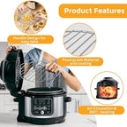 Air Fryer Basket for Ninja Foodi FD302 FD401 OS101 OS301 FD305CO OS401, Replacement 9.2''*9.2'' Stainless Steel Air Fryer Accessories Roasting Steamer Grill Racks, Dishwasher safe