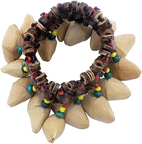Cacho Seed Rattle Bracelet Anklet, 2 PCS African Shaker Nut Shell Bracelet Natural Percussion Accessories Musical Instrument