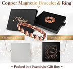 Copper Bracelets for Women Lymph Detox Magnetic Bracelets, 100% Solid Pure Copper Bracelet with 3500 Gauss Magnets & Lymphatic Drainage Ring with Adjustment Tool