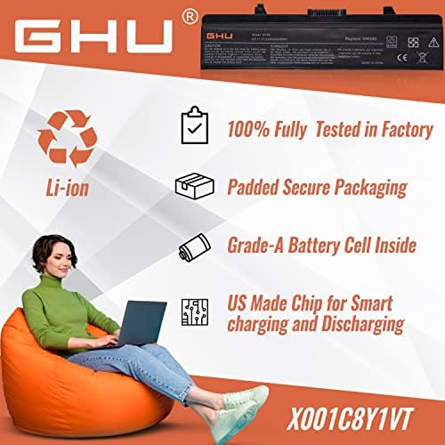GHU New Laptop Battery 58Wh Replacement for K450N XR693 X284G RU586 RN873 GW240 M911G Compatible with Dell Inspiron 1440 1750 1525 1526 1545 1546 PP29L PP41L Part 312-0844 C601H GW252 HP297