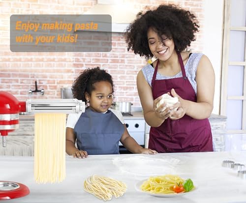 Pasta Roller & Cutters Attachment for KitchenAid Mixers, 3 in 1 Set Included Dough Sheet Roller, Spaghetti and Fettuccine Cutters Maker Accessories