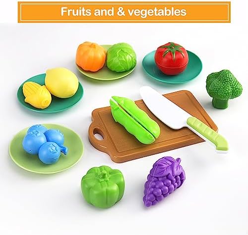 35Pcs Kids Kitchen Toy Accessories, Toddler Pretend Cooking Playset with Play Pots, Pans, Utensils, Cookware, Play Food Set, Toy Vegetables, Learning Gift for Girls, Boys (Pink)