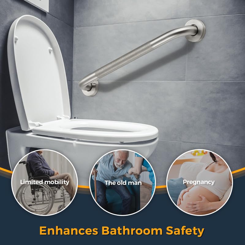 Grab Bars for Shower, 2 Pack 20-Inch Anti Slip Shower Handles for Elderly, Safety Shower Grab Bar, Stainless Steel Handicap Grab Bars for Bathroom,Toilet (Brushed Nickel, 1" Diameter)