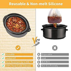 4QT Oval Silicone Slow Cooker Liner Compatible With Crock Pot & Hamilton Beach Crockpot Liners, Reusable, Dishwasher Safe Suitable For Most 4 Quart Crockpot Divider Insert Accessories.