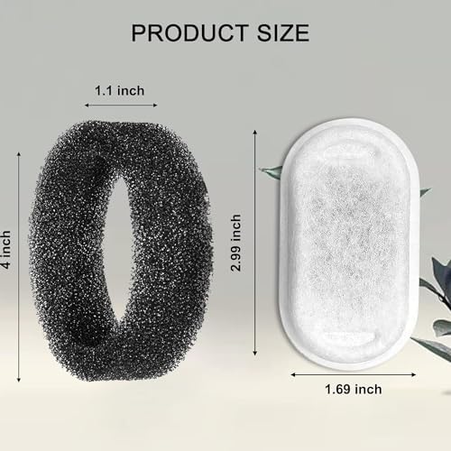 Cat Water Fountain Filters for 108/3.2L& 67oz/2L Stainless Steel Pet Water Dispenser Fountain Filter Replacement with 8 Sponges (8 Filters&8 Sponges)