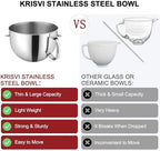 6 QT Stainless Steel Mixer Bowl for KitchenAid Stand Mixers,Strong and Durable Replacement Bowl for KitchenAid with Handle,Dishwasher Safe