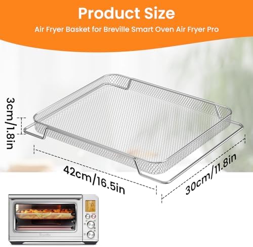 Air Fryer Basket for Breville Smart Oven Air Fryer Pro,Food Grade Steel Mesh Baskets Accessories Tray 16.5D x 11.8W x 0.5H inch, Stainless Steel Mesh Baskets Air Fryer Accessories