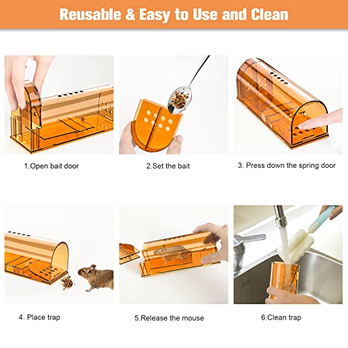 4 Pack Humane Mouse Traps Indoor for Home, Live Mouse Traps No Kill, Reusable Mice Small Rat Trap Catcher for House & Outdoors