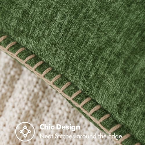 MIULEE Pack of 2 Couch Throw Pillow Covers 20x20 Inch Moss Green Farmhouse Decorative Pillow Covers with Stitched Edge Soft Chenille Solid Dyed Christmas Pillow Covers for Sofa Bed Living Room