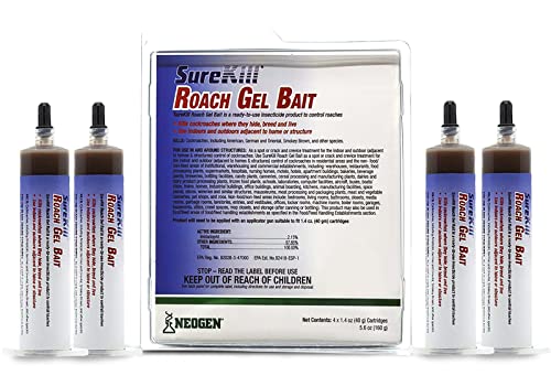 Neogen Surekill Roach Gel Bait - Roach Killer - Cockroach Killer Gel - Animal Friendly Roach Killer - Roach Gel Indoor infestation - Available with Premium Quality Centaurus AZ Gloves- 4× 40g