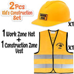AnapoliZ Kids Construction Vest plus Hat Set | 2 Pcs Kids Construction Worker Vest & Hat Dress Up | Yellow Reflective Vest Construction, plus Yellow Plastic Childrens Hard Hat | Construction Costume