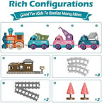 Train Set for Toddlers, Magnetic Train Toys for Toddlers 3+ Electric Train Set with Train Tracks Accessories Battery Operated, 4pcs Trucks Toy Train for Boys and Girls