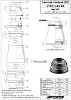 FSA No.57E Orbit Tapered Headset Sealed Bearing 1.5E ZS 1-1/8Inches to 1.5Inches OD 50/62mm, XTE1533-N