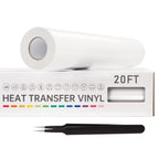 VinylRus Heat Transfer Vinyl-12” x 20ft White Iron on Vinyl Roll for Shirts, HTV Vinyl for Silhouette Cameo, Easy to Cut & Weed