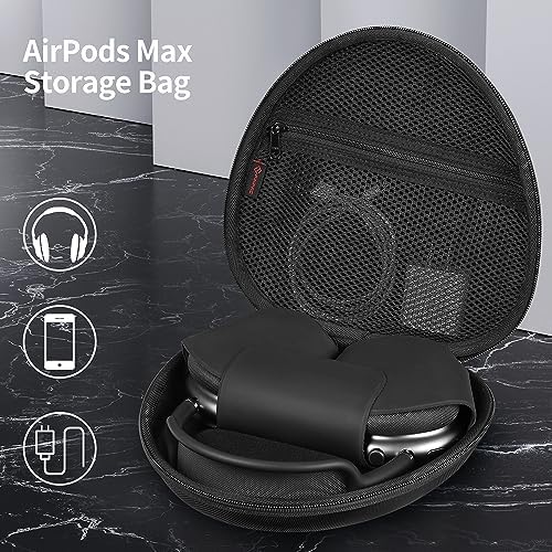 Fintie Hard Case for AirPods Max Headphone, Replacement Protective Travel Carrying Storage Bag with Auto Wake/Sleep for AirPods Max (Black)