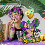 Cheerland Mardi Gras Decoration Mask Centerpiece Fat Tuesday Party Supplies Table Decorations Masquerade Carnival Decor Balloon Display for Mardi Gras Party Parade and Festival Accessories
