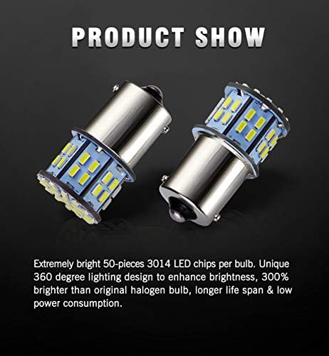 1156 1141 1003 7506 BA15S LED Bulbs Xenon White 20-Packs, Super Bright 3014 50-SMD LED Replacement for 12 Volt RV Camper Trailer Boat Trunk Interior Light Bulbs