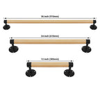 Purife 2ft Wood Stair Railing Indoor - Wooden Staircase Handrail W/s Black Sturdy Metal Brackets, Banister Railing for Stairway, Safety Grab Bars for Senior, Elderly & Kids