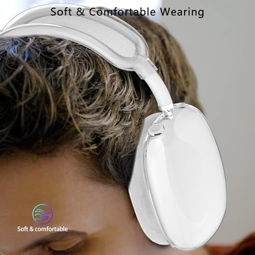 for AirPods Max Case Clear,3 in 1 Clear Soft TPU Ear Cups Case Cover/Ear Pad Case Cover/Headband Cover for Airpods Max Case Cover,Case for AirPod Max Headphone Accessories-Crystal