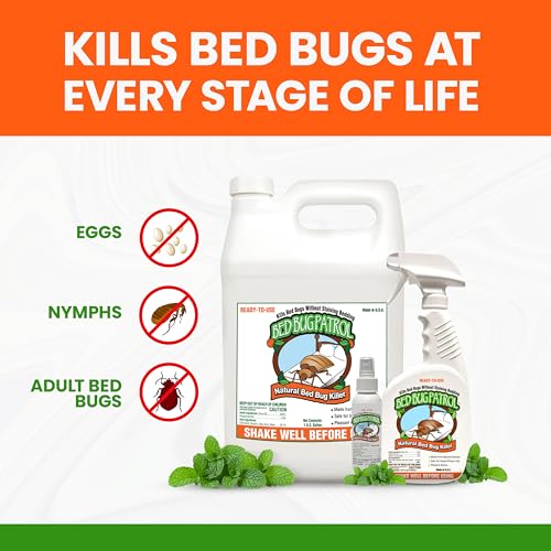 Bed Bug Spray by Bed Bug Patrol - Natural Bed Bug Killer - Child & Pet Safe - Plant Based - Non-Toxic - Effective Natural Treatment - for Home, Vehicles, Mattresses & Furniture - 128oz | 1 Gallon