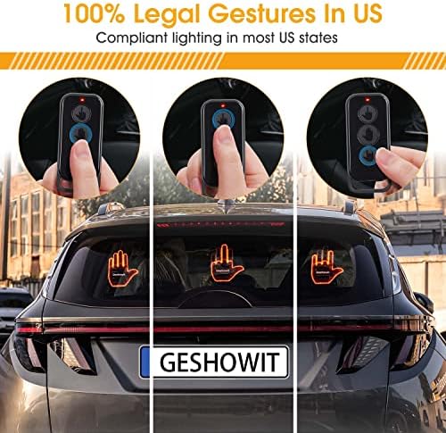 Car Accessories for Men, Car Middle Finger Light with Remote - Give The Bird & Wave & Love to Drivers - Truck Accessories, Finger Flicker LED Hand Gesture Signs, Ideal Gift for Men and Women