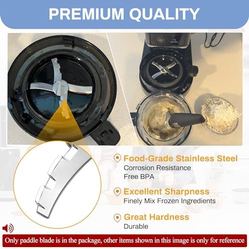 NANOBABY Replacement Paddle Blade Compatible with Ninja Creami NC300 Series Ice Cream Makers, Mixing Blade Paddle Replacement for Ninja NC299AMZ NC301 CN305A CN301CO, Stainless Steel, Silver