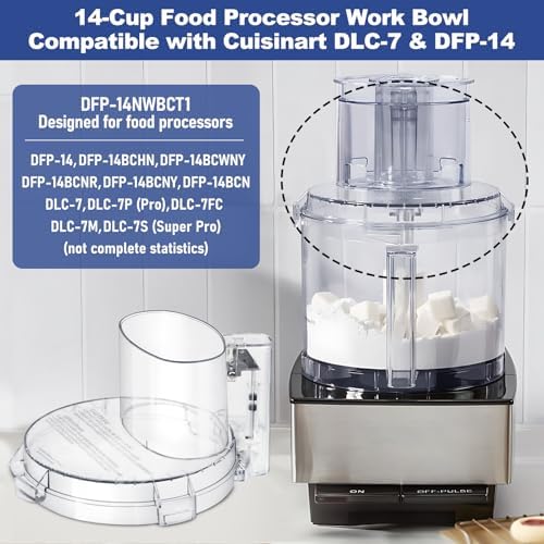 DFP-14NWBCT1 Replacement Clear Food Processor Work Bowl Cover with 4 Locking Tabs, Compatible with Cuisinart Tritan food Processor Only fits Bowl DLC-005AGTXT1,Fits Model DFP-14, DFP-14BCN, DFP-14BCHN