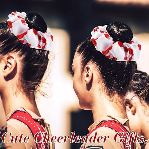 Lyrow 12 Pcs Valentines Hair Scrunchies Headband Gymnastic Hair Tie Rainbow Gilding Heart Ballet Hair Accessories Headband for Girl with Cards Dance Valentines Women Ballerina Dancer Gift (Deep Red)