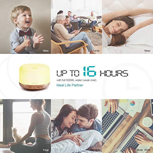 ASAKUKI Smart Wi-Fi Essential Oil Diffuser, App and Voice Control Compatible with Alexa, 500ml Aromatherapy Humidifier for Relaxing Atmosphere in Home Office Bedroom Gold