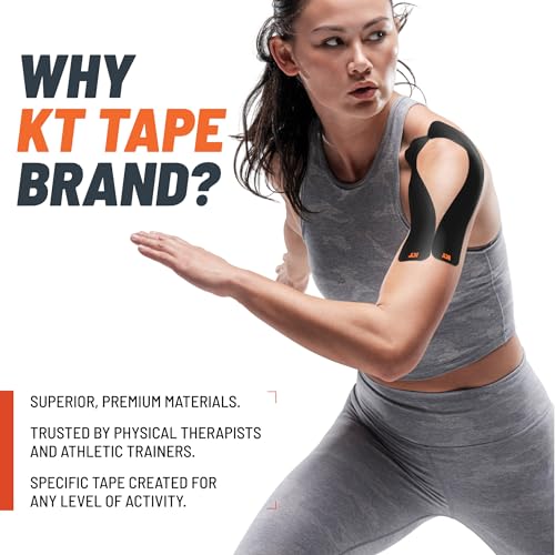 KT Tape, Original Cotton, Elastic Kinesiology Athletic Tape, 20 Count, 10” Precut Strips, Red