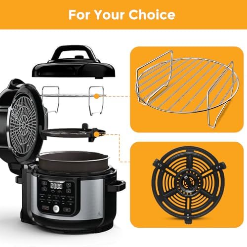 Air Fryer Basket for Ninja Foodi FD302 FD401 OS101 OS301 FD305CO OS401, Replacement 9.2''*9.2'' Stainless Steel Air Fryer Accessories Roasting Steamer Grill Racks, Dishwasher safe
