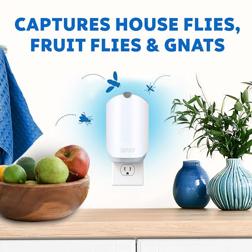 Zevo Flying Insect Trap, Fly Trap + Refill Cartridge Pack (1 Plug-in Base + 3 Total Refill Cartridges)