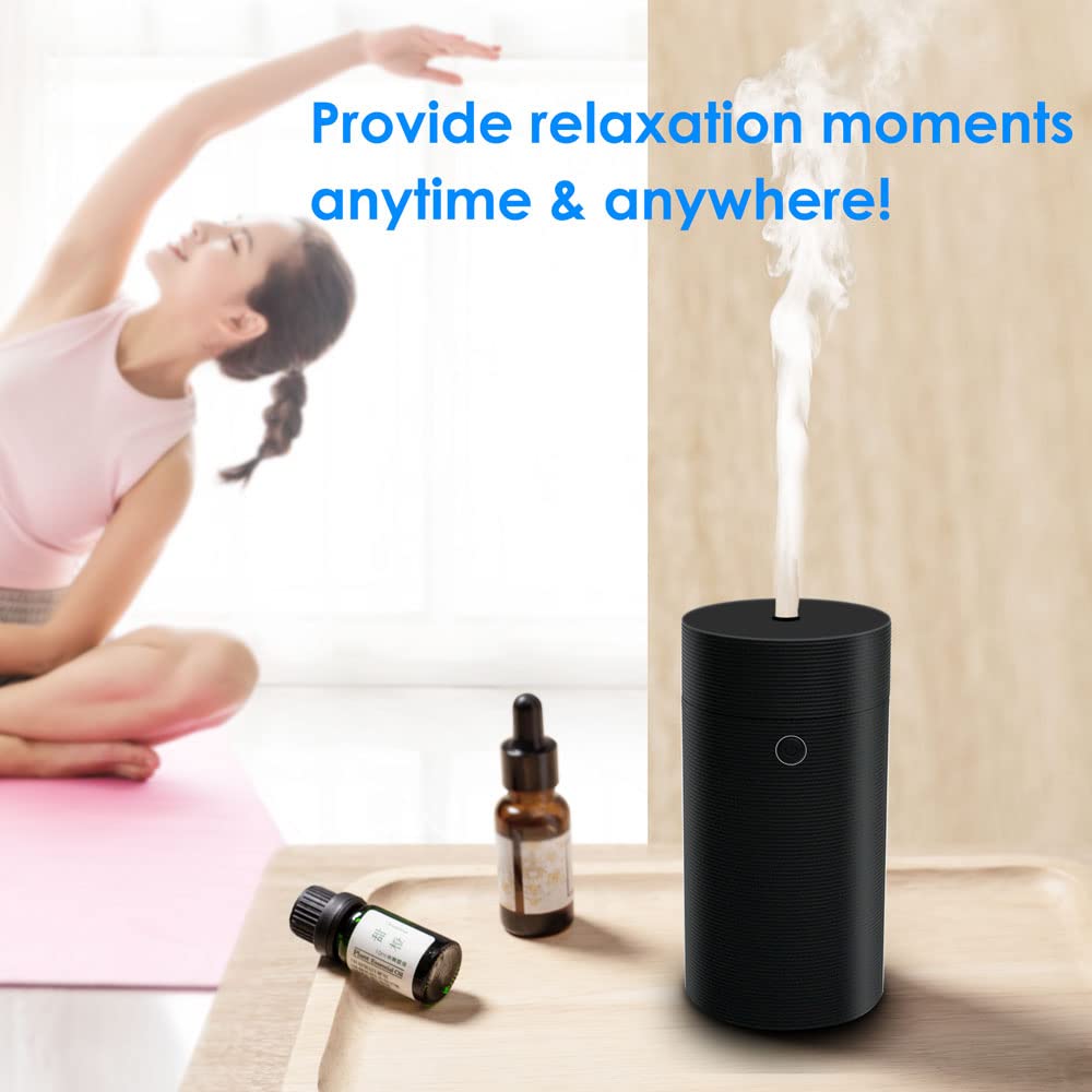 Car Diffuser for Essential Oils, Car Air Fresheners Fragrance Humidifiers, USB Powered Portable Cool Mist Ultrasonic Humidifiers for Car Home Office Bedroom (Thread Black)