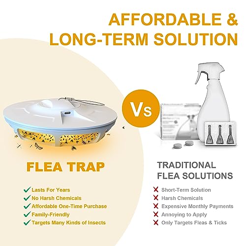Kiwinurse Flea Trap for Inside Your Home - Indoor Flying Traps and Killer with 5 Flea Trap Refills and 9 Flea Trap LED Lights