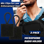 2 Pack Mic Clips for Law Enforcement, Black Radio Mic Holders, Mic Clips for Law Enforcement Vest, Essential Law Enforcement Accessories