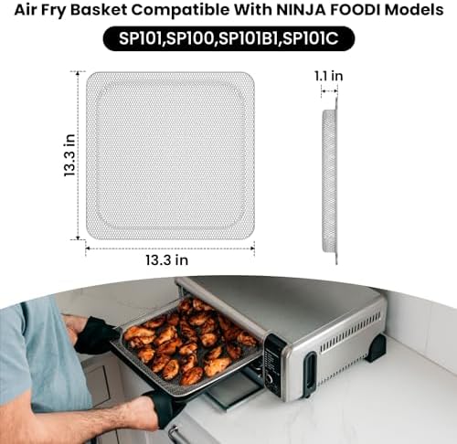 Replacement Air Fryer Basket for Ninja Foodi SP101 Air Fry Oven，Air Fryer Basket for Ninja Foodi Air Fryer Accessories,Stainless Steel Tray for Ninja Foodi SP100, SP101B1, SP101C